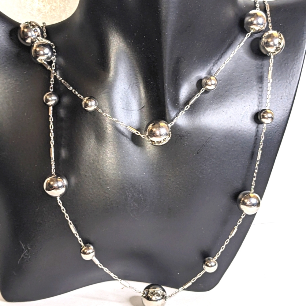 NWT‎ Coldwater Creek Silver Tone Beaded Necklace with Rhinestone Accents